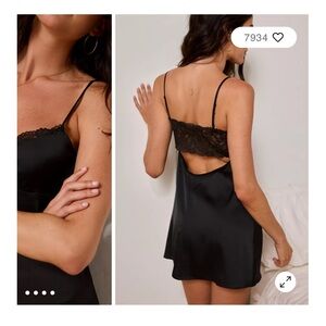 Out From Under Sweet Cheeks Lace-Back Satin Slip Size Small